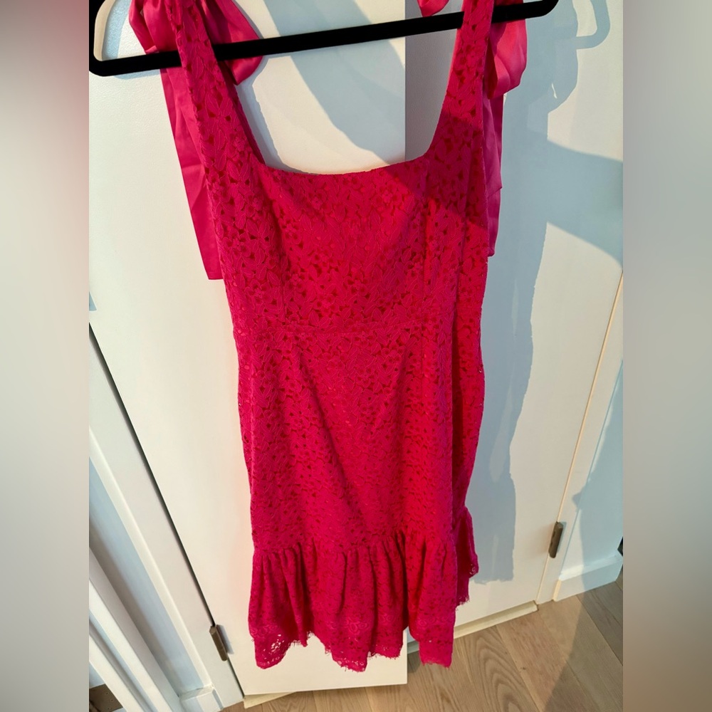 Lovers and Friends size small hot pink lace dress with bows